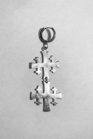 Jerusalem silver cross earring