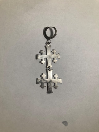 Jerusalem silver cross earring