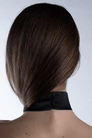 Satin choker with metal hooks